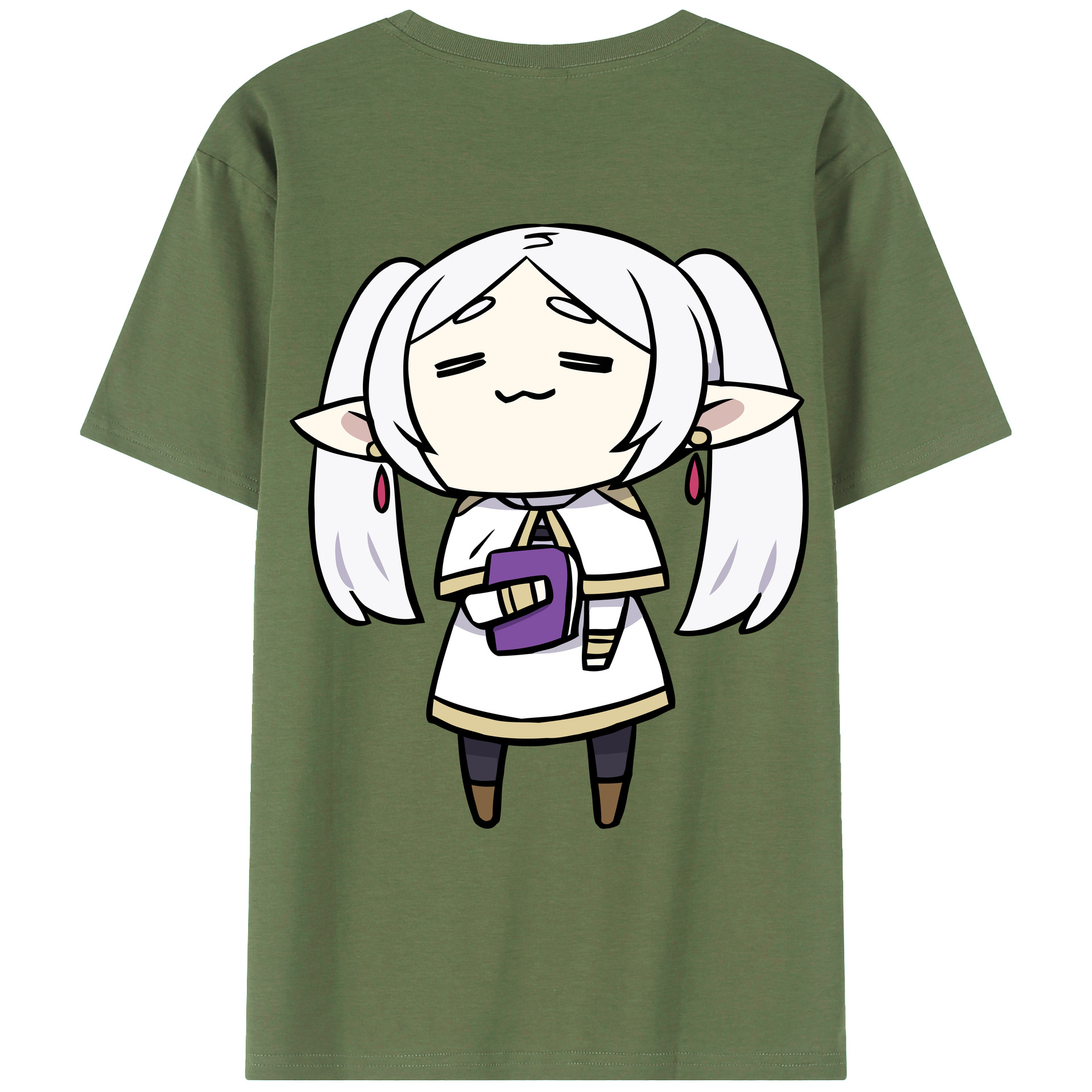 （画像用） 葬送のフリーレン Frieren 綿100％ メンズ半袖Tシャツ（バックプリント） 通気性
